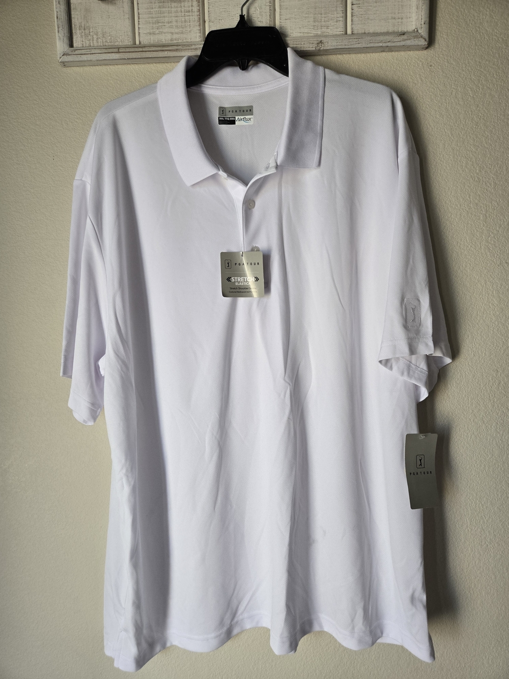 PGA Tour White Men's Stretch Polo